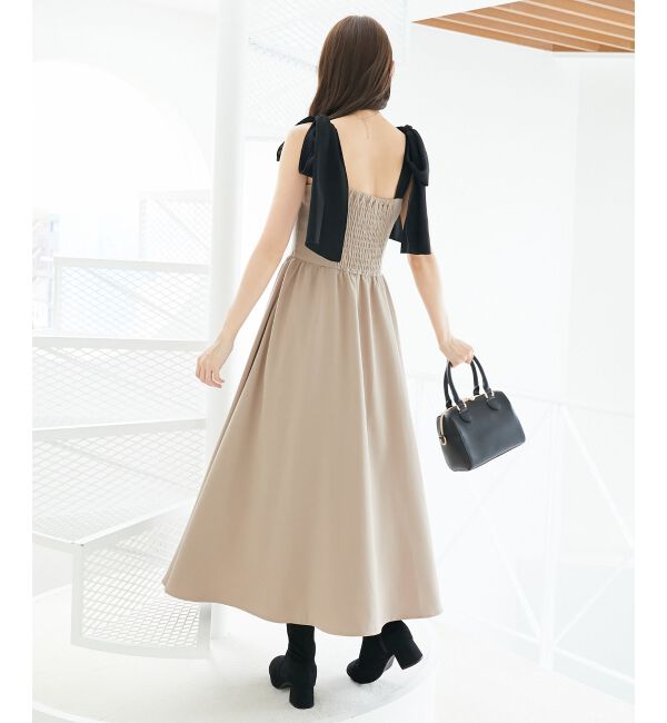  「◎配色肩リボンワンピース」|ワンピース|