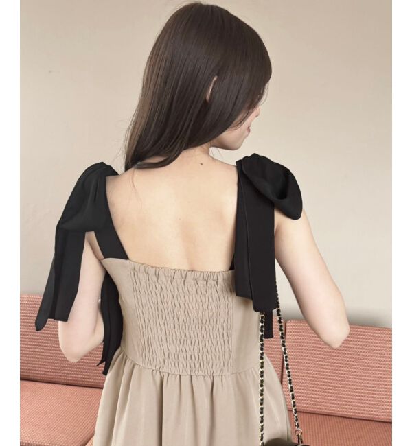  「◎配色肩リボンワンピース」|ワンピース|