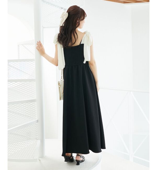  「◎配色肩リボンワンピース」|ワンピース|