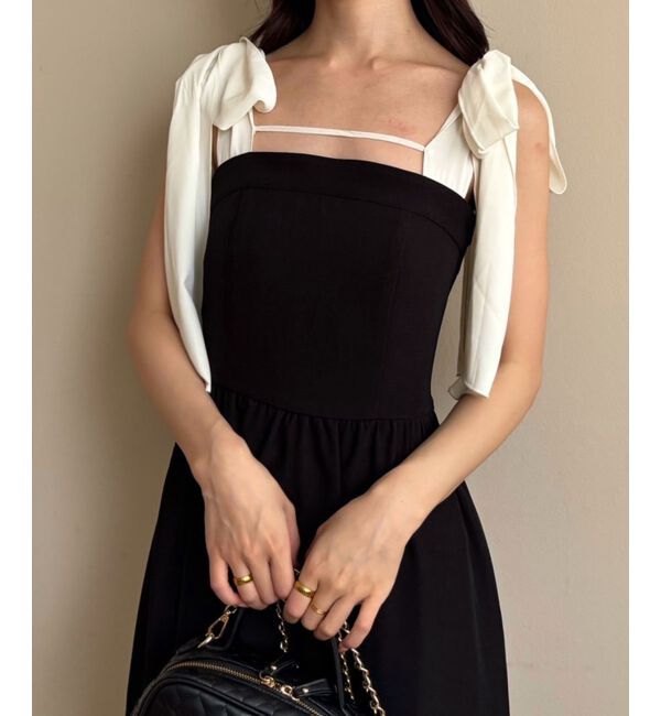  「◎配色肩リボンワンピース」|ワンピース|