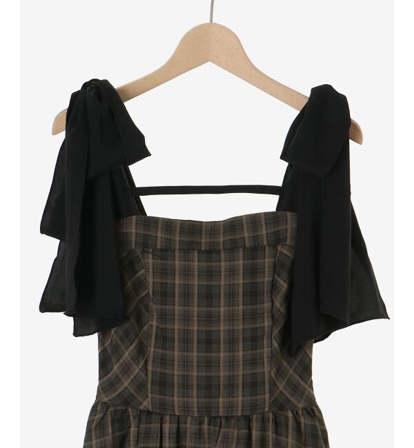  「◎配色肩リボンワンピース」|ワンピース|