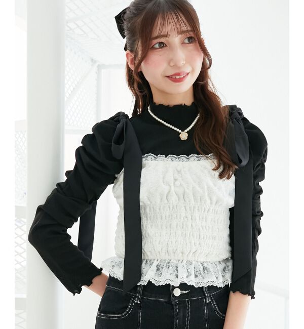  「Ladyライクパワショルトップス」|Tシャツ・カットソー|ブラック