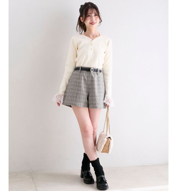  「レースドッキングVネックニット」|ニット・セーター|