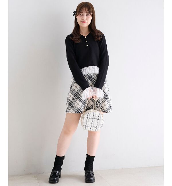  「レースドッキングVネックニット」|ニット・セーター|