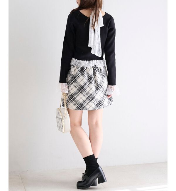  「レースドッキングVネックニット」|ニット・セーター|