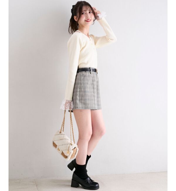  「レースドッキングVネックニット」|ニット・セーター|