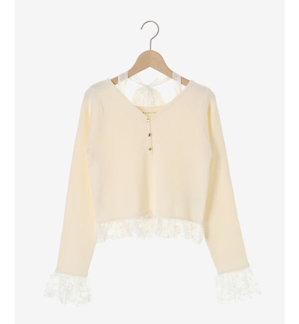  「レースドッキングVネックニット」|ニット・セーター|