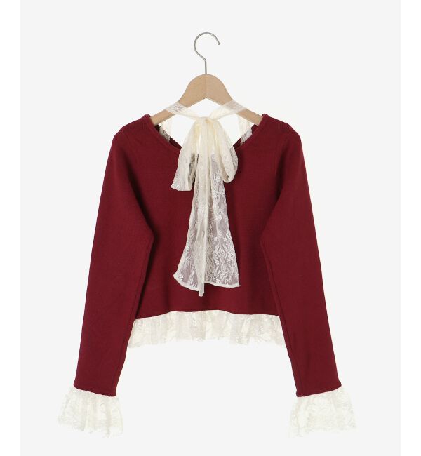  「レースドッキングVネックニット」|ニット・セーター|
