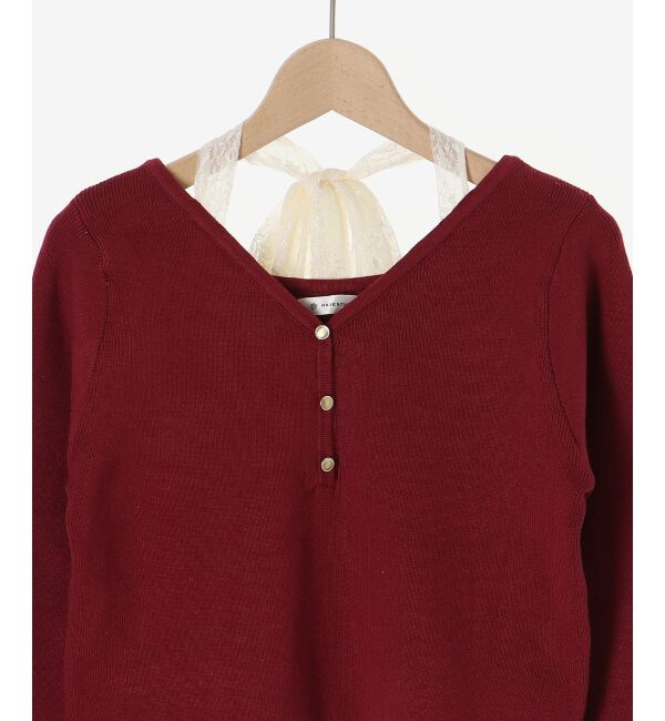  「レースドッキングVネックニット」|ニット・セーター|