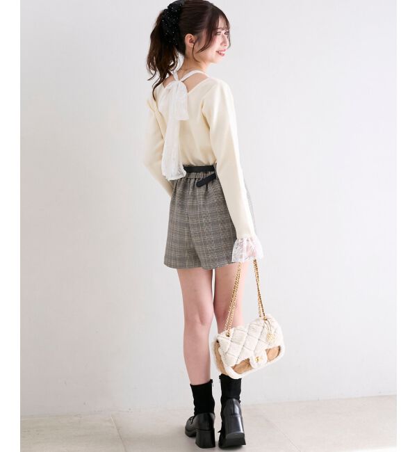  「レースドッキングVネックニット」|ニット・セーター|