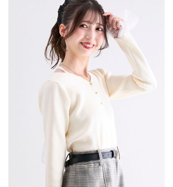  「レースドッキングVネックニット」|ニット・セーター|