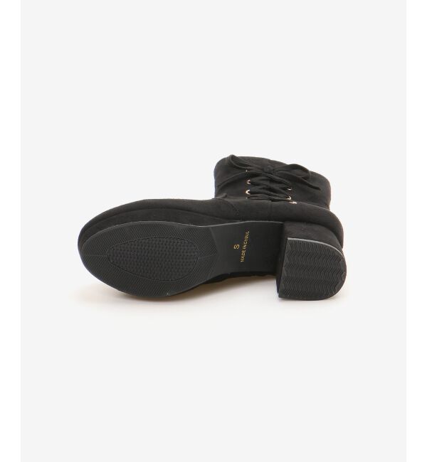  「サイドレースアップストレッチブーツ」|ショートブーツ|