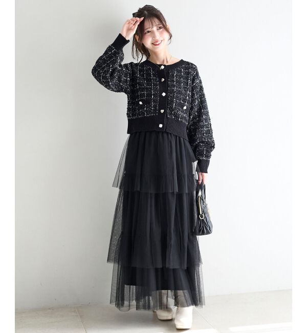  「アソートボタンツイードニットカーデ」|カーディガン|