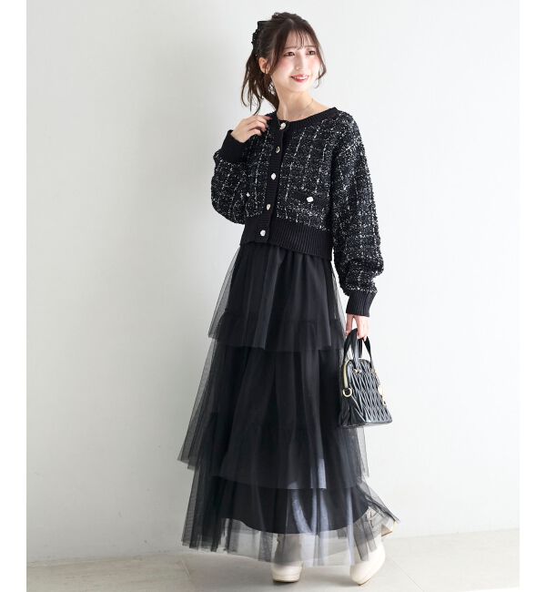  「アソートボタンツイードニットカーデ」|カーディガン|