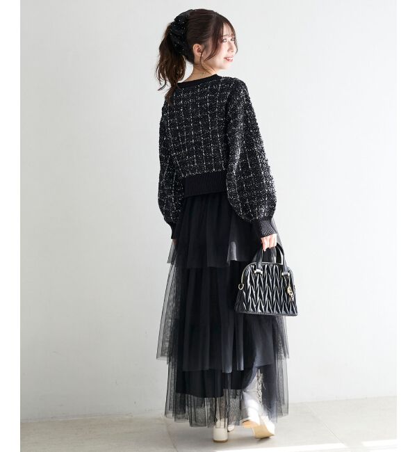  「アソートボタンツイードニットカーデ」|カーディガン|