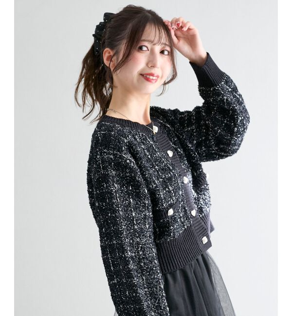  「アソートボタンツイードニットカーデ」|カーディガン|