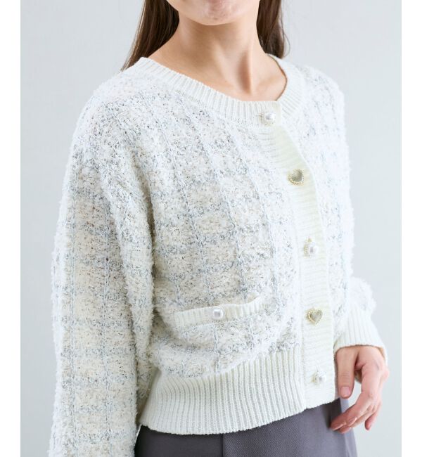  「アソートボタンツイードニットカーデ」|カーディガン|