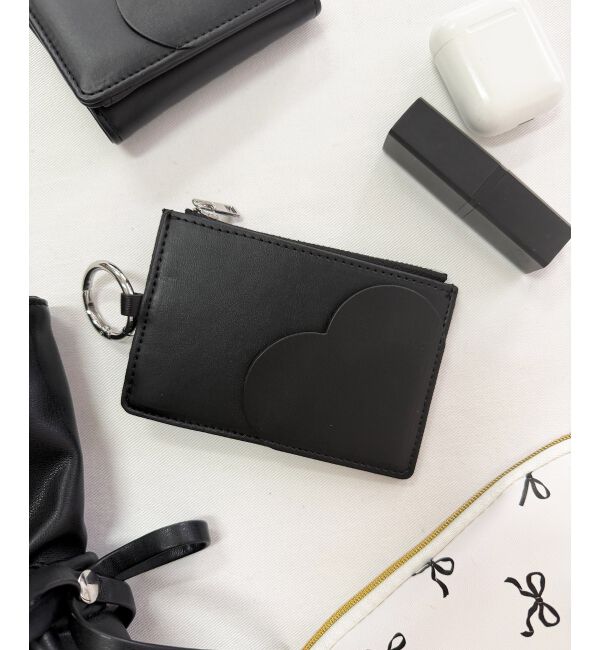  「ハートモチーフチャームカードケース」|名刺入れ・カードケース|ブラック