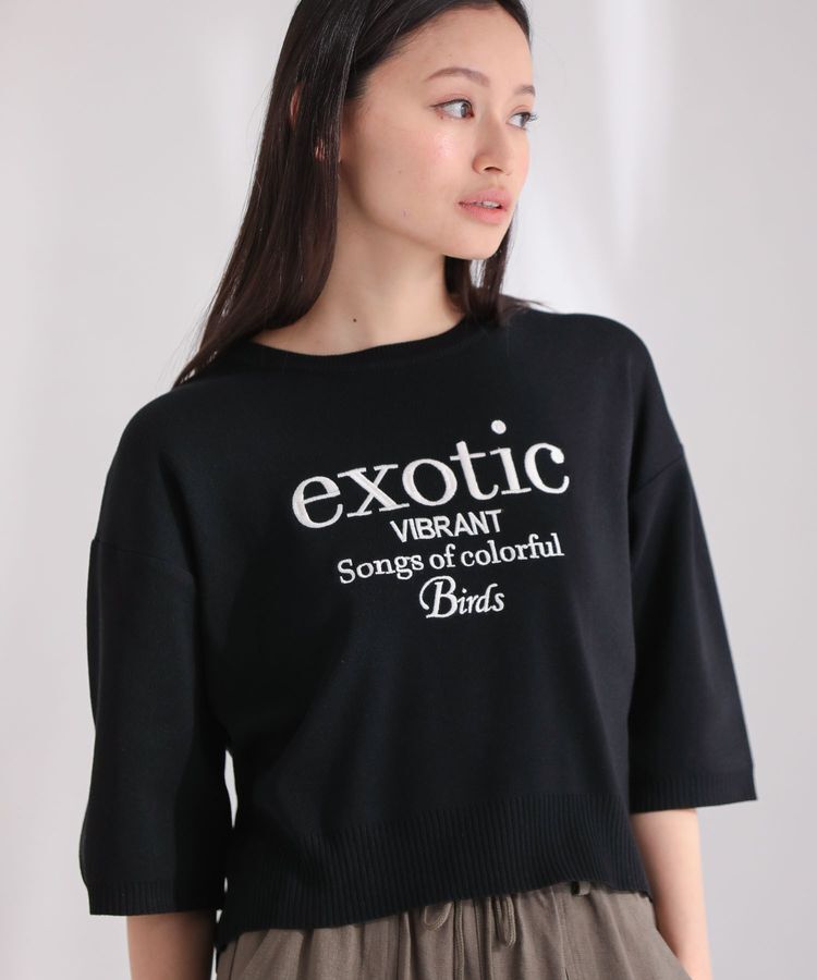 Green Parks「・ELENCARE DUE ロゴ刺繍6分袖ニット」|ニット・セーター|