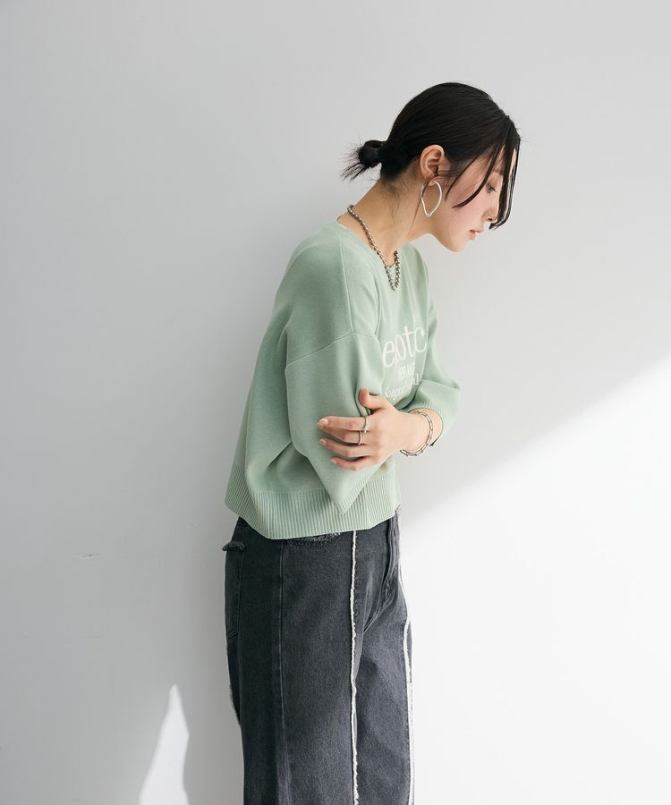 Green Parks「・ELENCARE DUE ロゴ刺繍6分袖ニット」|ニット・セーター|