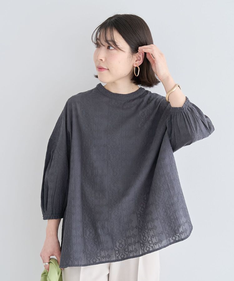 Green Parks「インド綿 SET2点 刺繍ブラウス+タンクトップ」|シャツ・ブラウス|Charcoal Gray