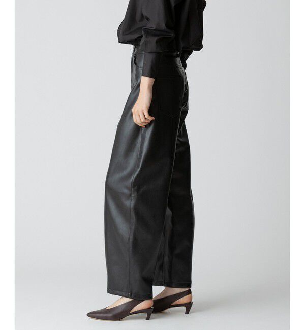 allureville「フェイクレザーフロントシームパンツ」|チノ|