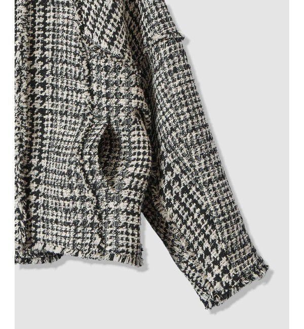 allureville「ハウンドトゥースブロッキングジャケット」|ノーカラージャケット|