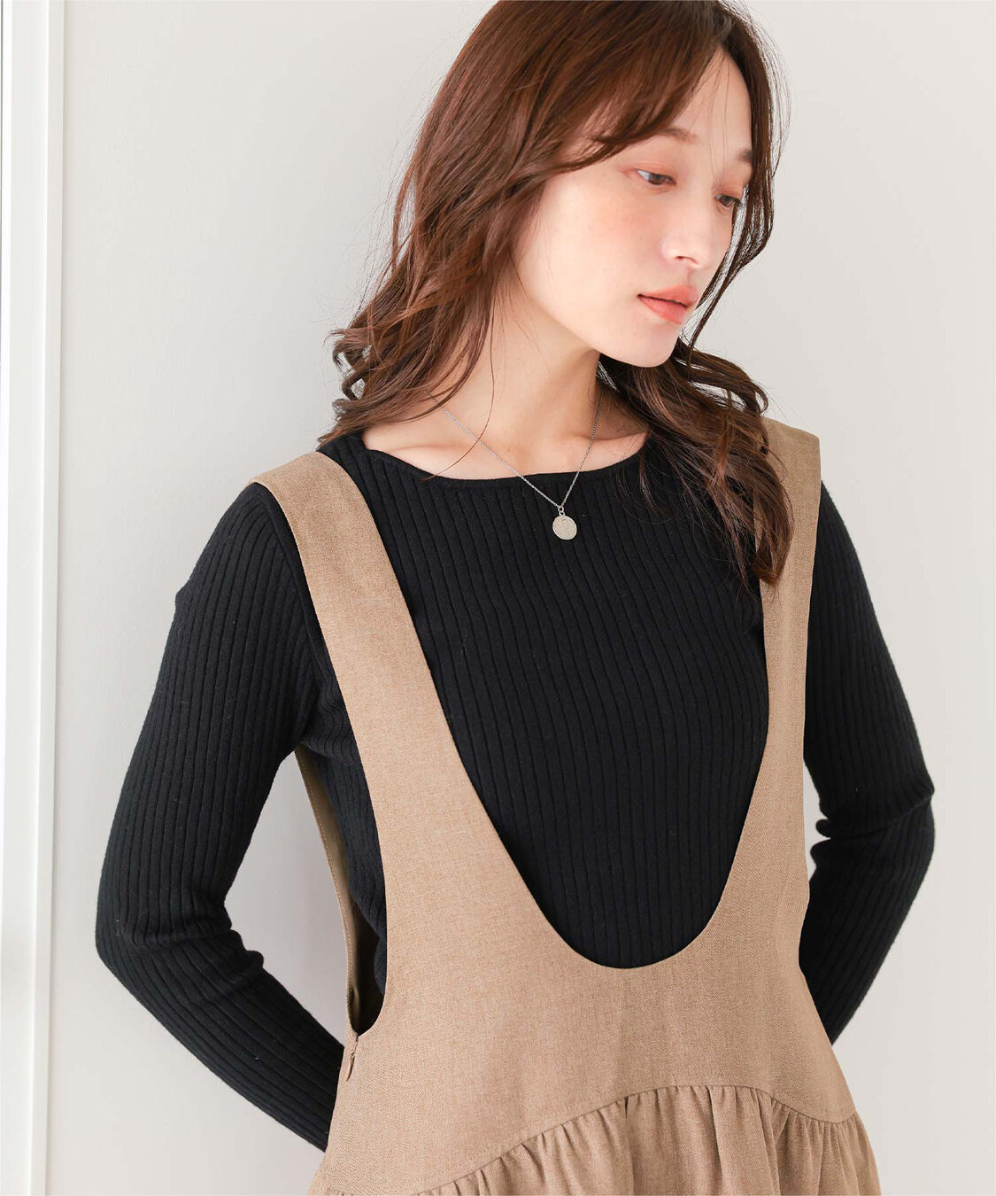 titivate「ボートネックリブ編みニット」|ニット・セーター|ブラック