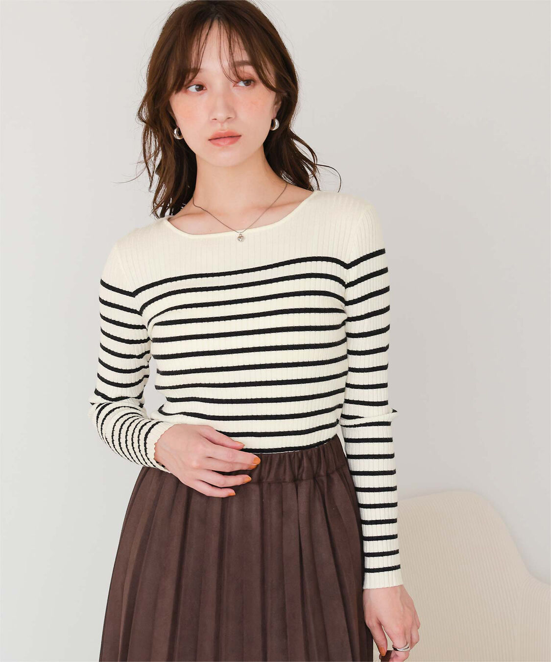 titivate「ボートネックリブ編みニット」|ニット・セーター|