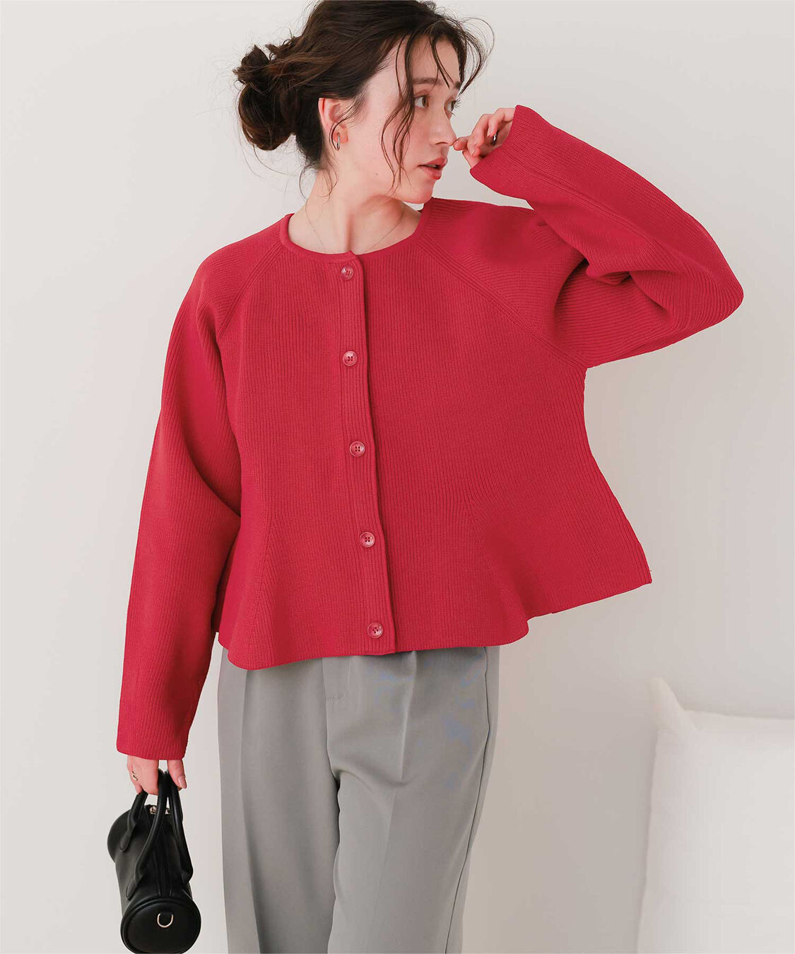 titivate「ペプラムデザインニットカーディガン」|ニット・セーター|