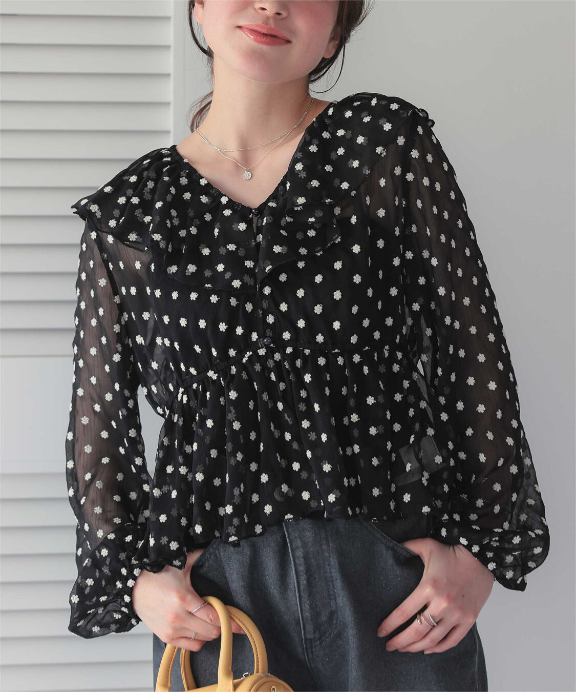 titivate「フラワー刺繍フリルブラウス」|シャツ・ブラウス|