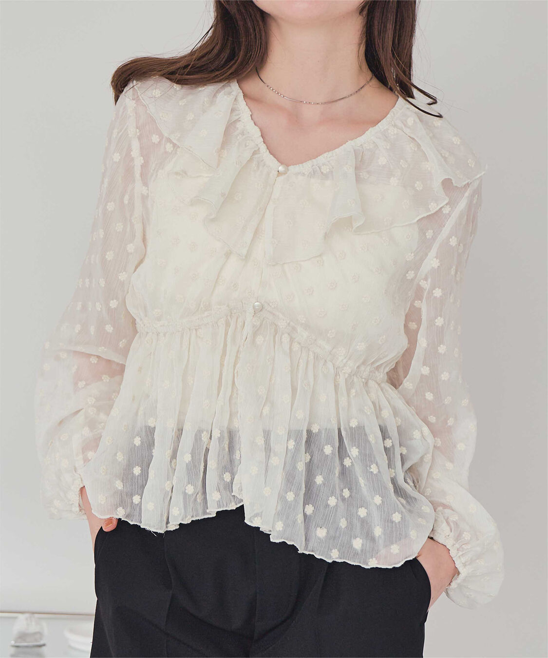 titivate「フラワー刺繍フリルブラウス」|シャツ・ブラウス|