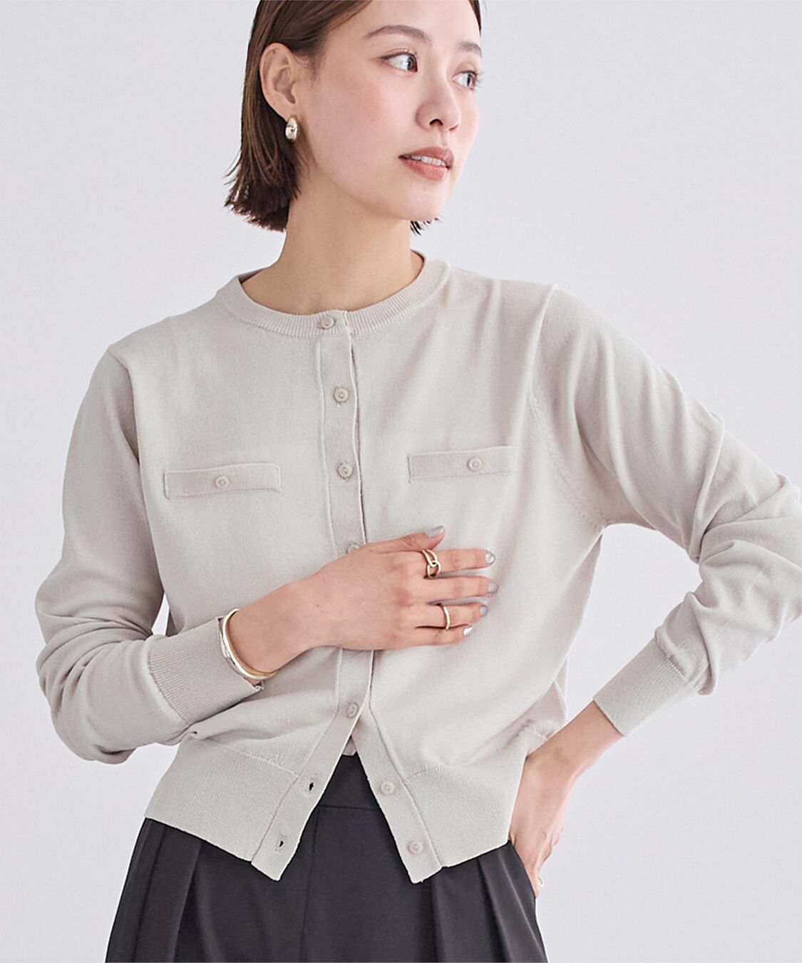 ur's「UVケアコンパクトベーシックニットカーディガン」|ニット・セーター|グレージュ