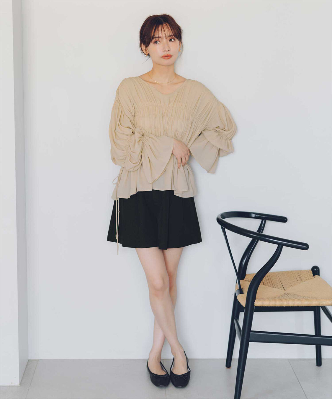 titivate「【赤埴奈津子さんS/Sコラボアイテム】ｼｬｰﾘﾝｸﾞｷﾞｬｻﾞｰﾎﾞﾘｭｰﾑﾌﾞﾗｳｽ」|シャツ・ブラウス|