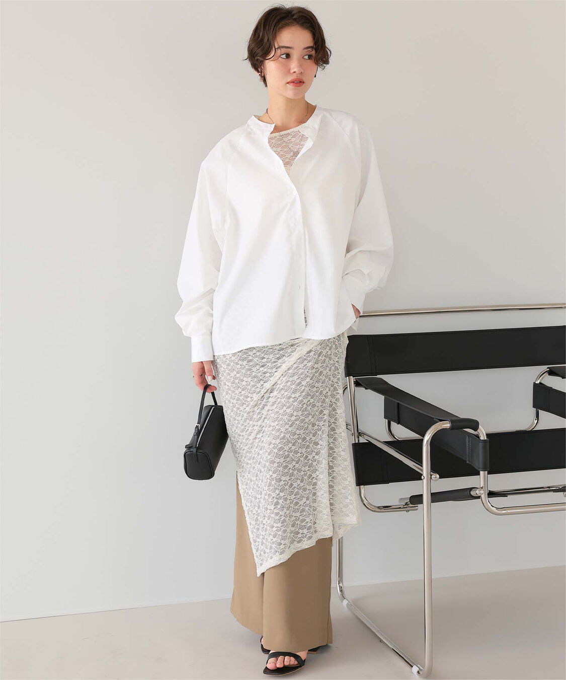 titivate「バックフリルバンドカラーシャツ」|シャツ・ブラウス|