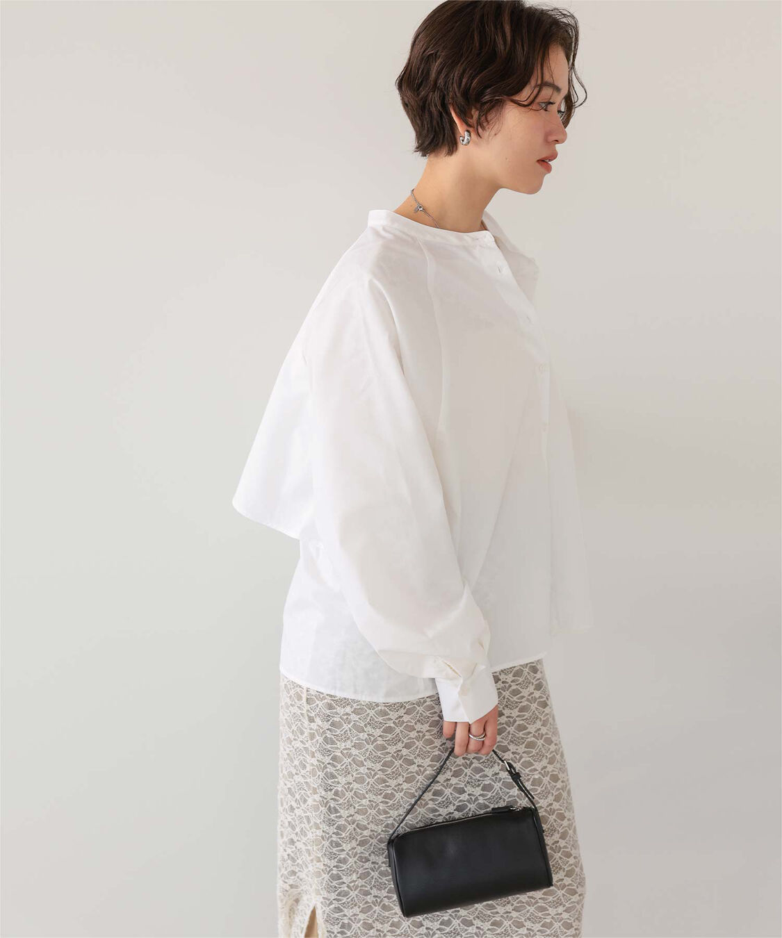 titivate「バックフリルバンドカラーシャツ」|シャツ・ブラウス|