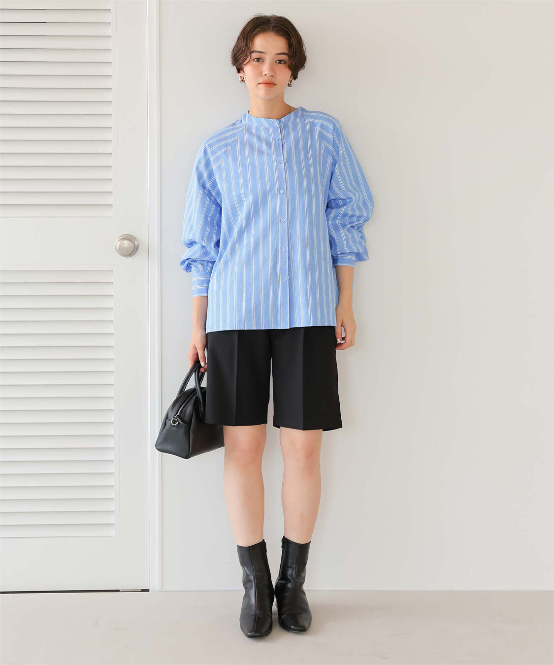 titivate「バックフリルバンドカラーシャツ」|シャツ・ブラウス|