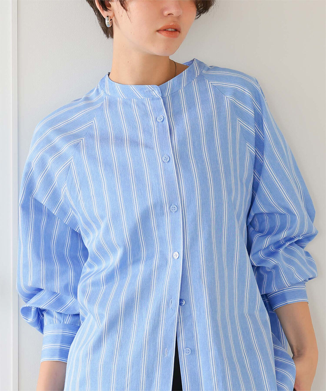 titivate「バックフリルバンドカラーシャツ」|シャツ・ブラウス|