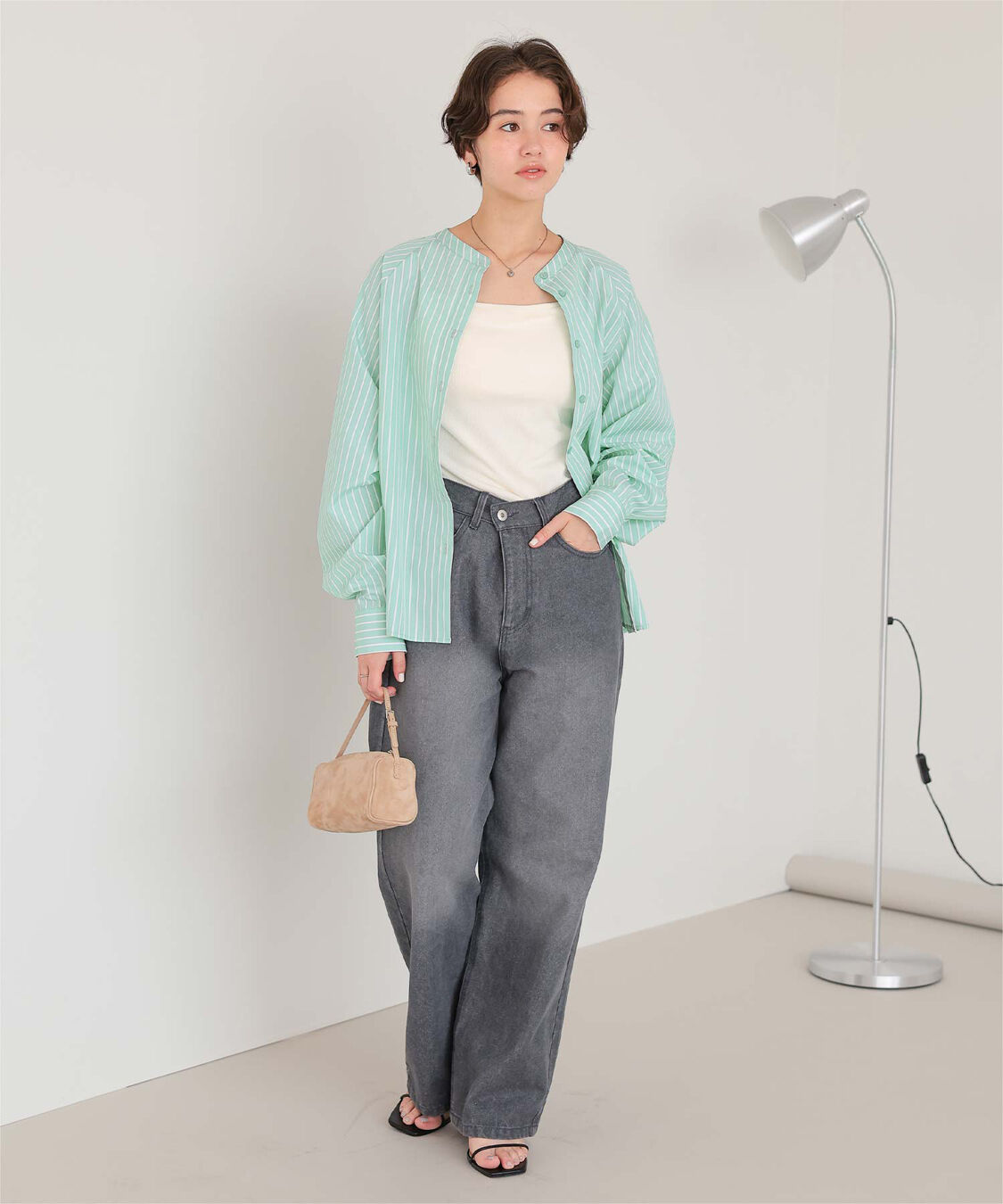 titivate「バックフリルバンドカラーシャツ」|シャツ・ブラウス|