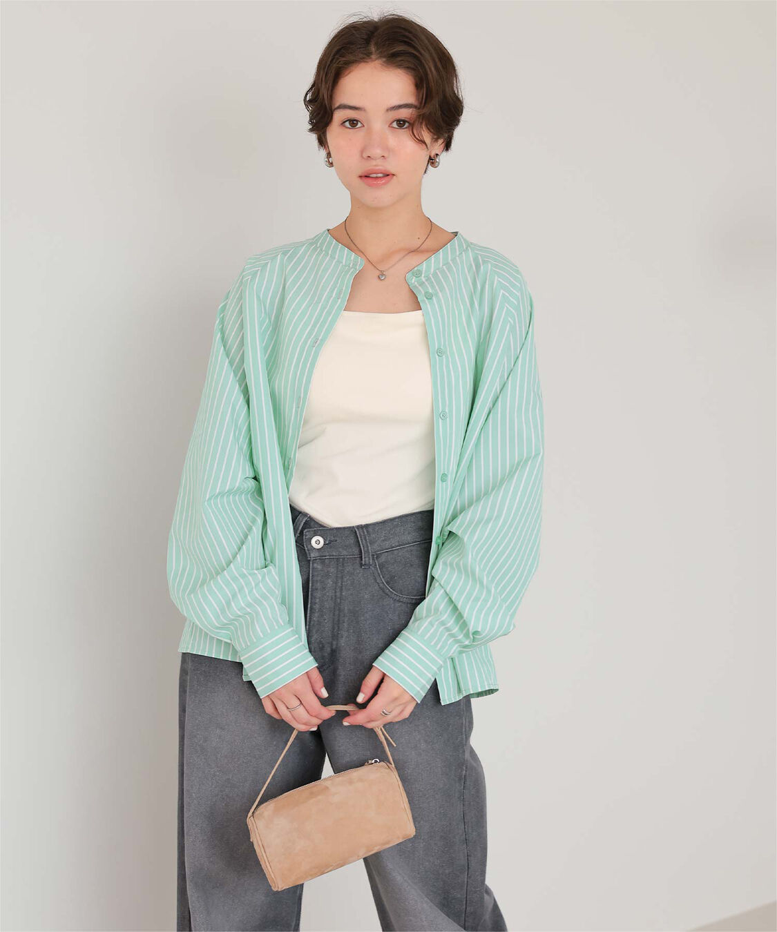 titivate「バックフリルバンドカラーシャツ」|シャツ・ブラウス|