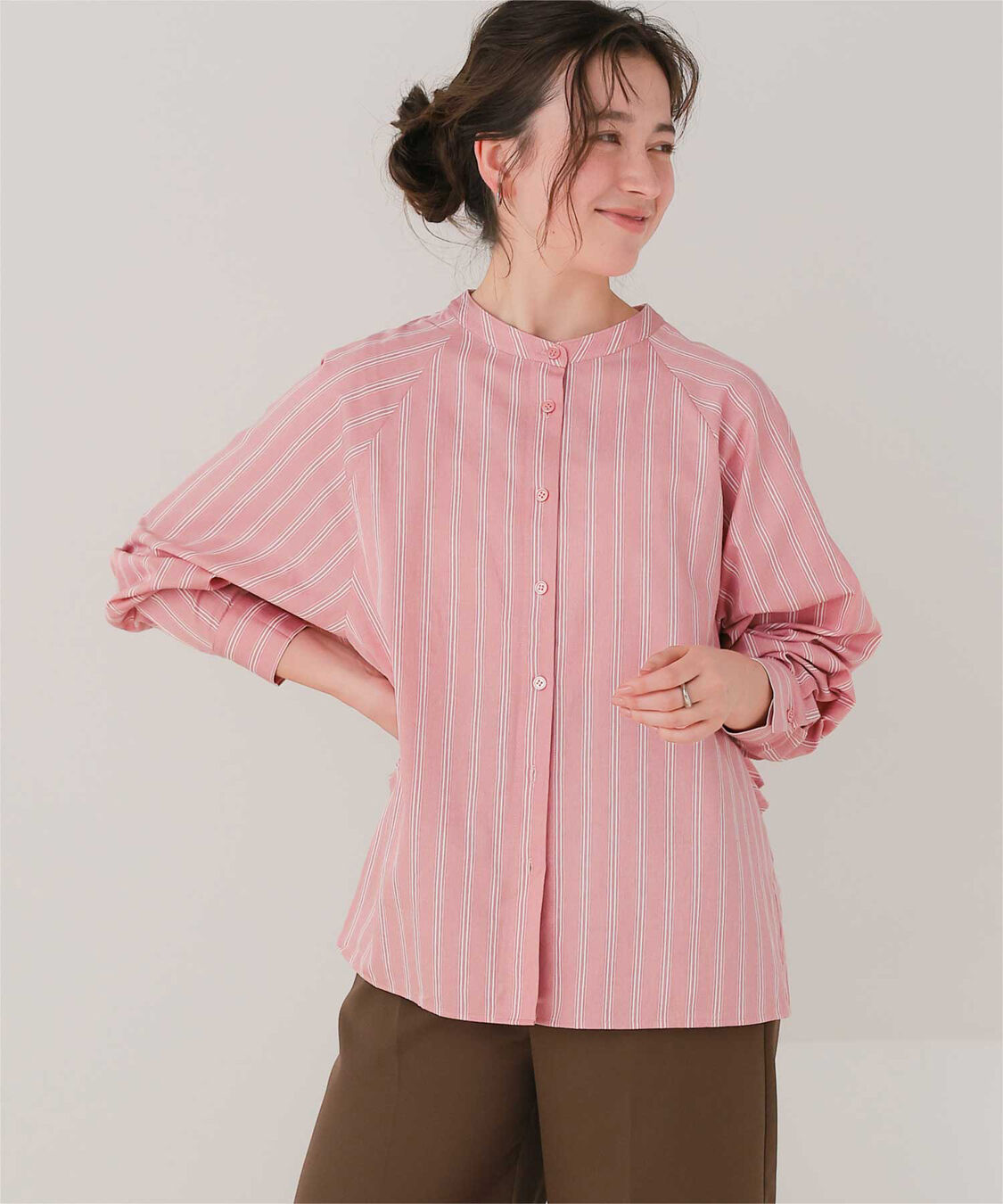 titivate「バックフリルバンドカラーシャツ」|シャツ・ブラウス|