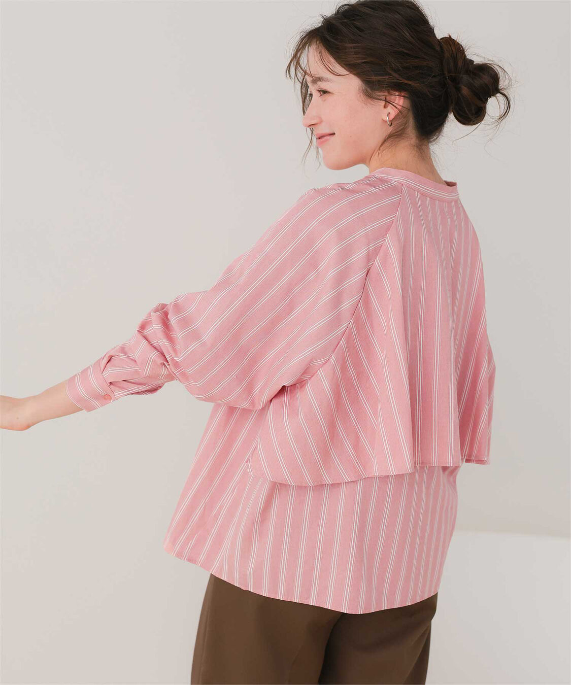 titivate「バックフリルバンドカラーシャツ」|シャツ・ブラウス|