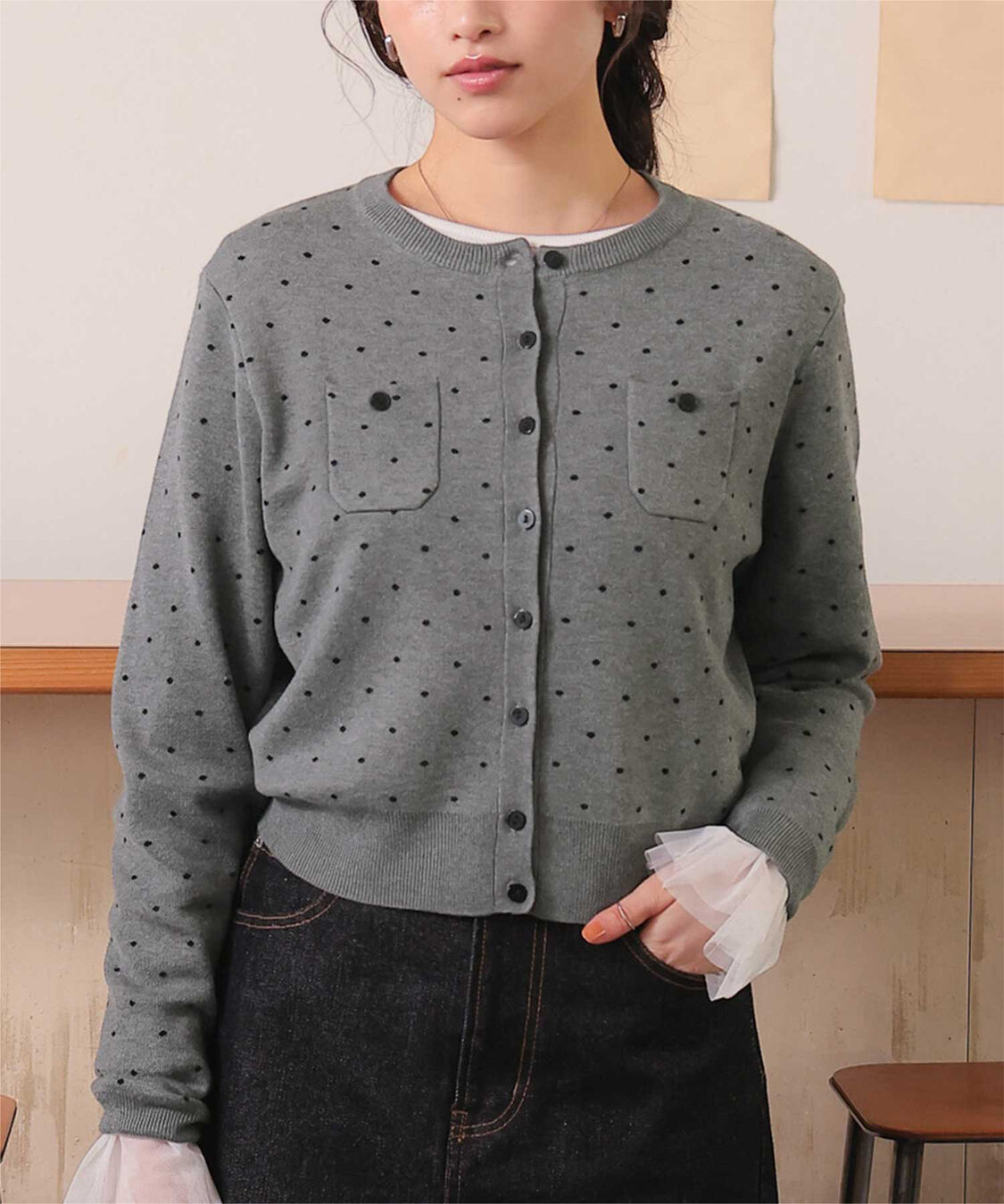 titivate「胸ポケットニットカーディガン」|ニット・セーター|ドット