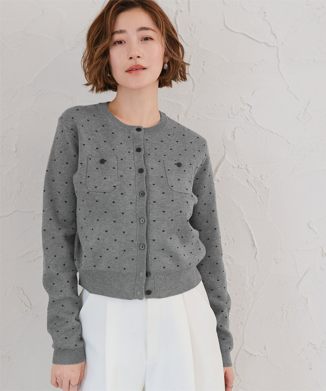 ur's「胸ポケットニットカーディガン」|ニット・セーター|ドット