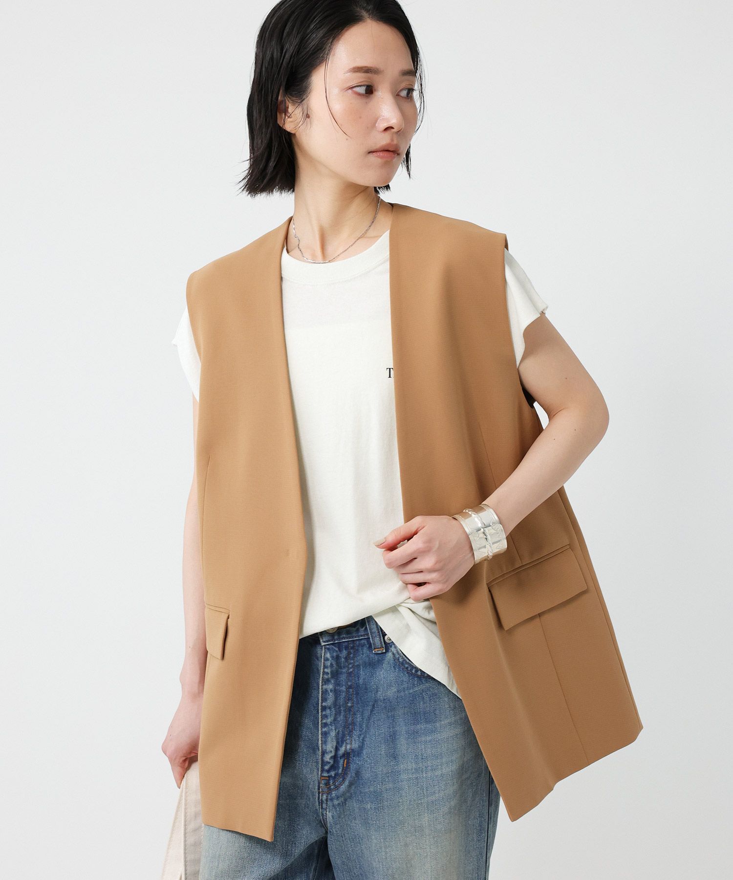 BABYLONE「コットンダブルクロスジレ」|テーラードジャケット|