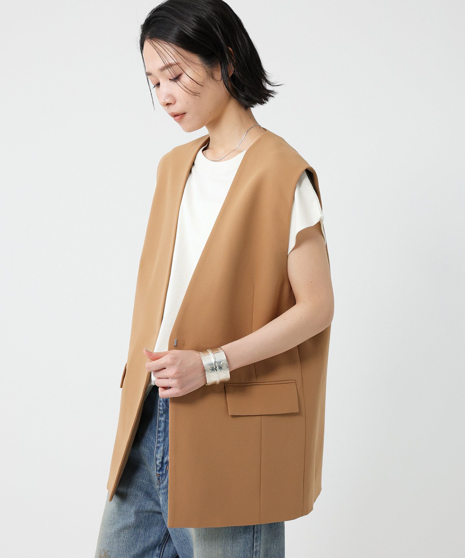 BABYLONE「コットンダブルクロスジレ」|テーラードジャケット|