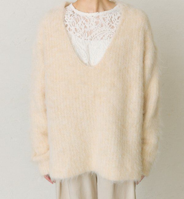  「起毛Vネックニットプルオーバー」|キャミソール|