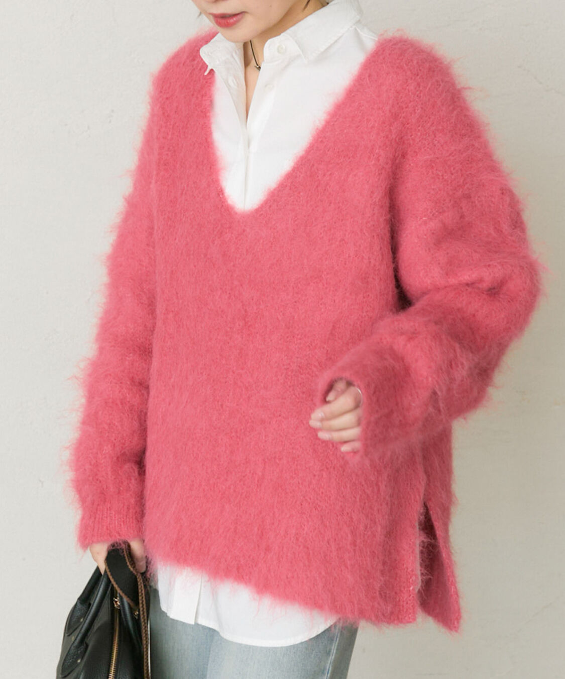  「起毛Vネックニットプルオーバー」|キャミソール|