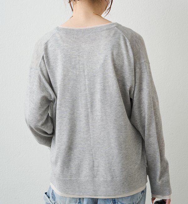  「レイヤード風配色ニットカーディガン」|カーディガン|