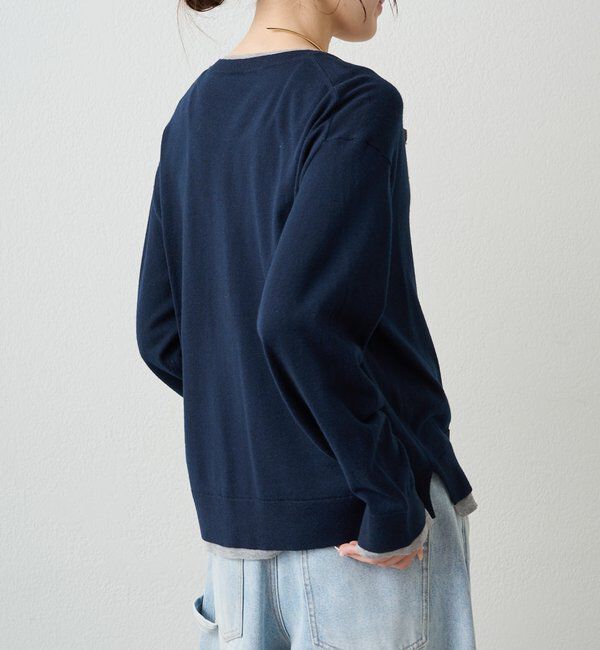  「レイヤード風配色ニットカーディガン」|カーディガン|